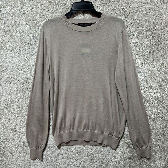 Stewart Of Scotland Sweater Men's Medium Tan Merino‎ Wool Pullover Long Sleeve - Picture 1 of 10